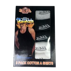 Von Dutch Men's 5 Pack Medium Cotton/Polyester Blend Ribbed Tanks